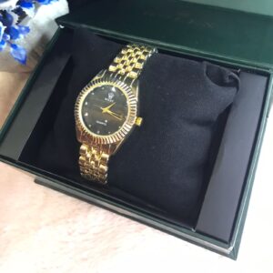Rol--ex Women Watch Golden With Black Dial